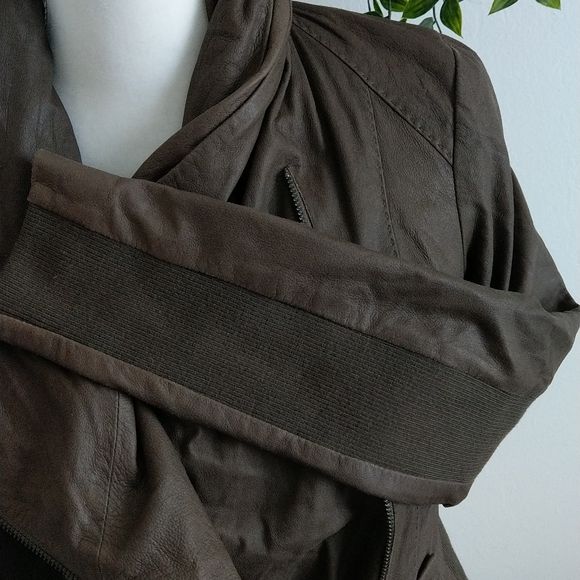 Vince brown leather moto jacket - Picture 6 of 14